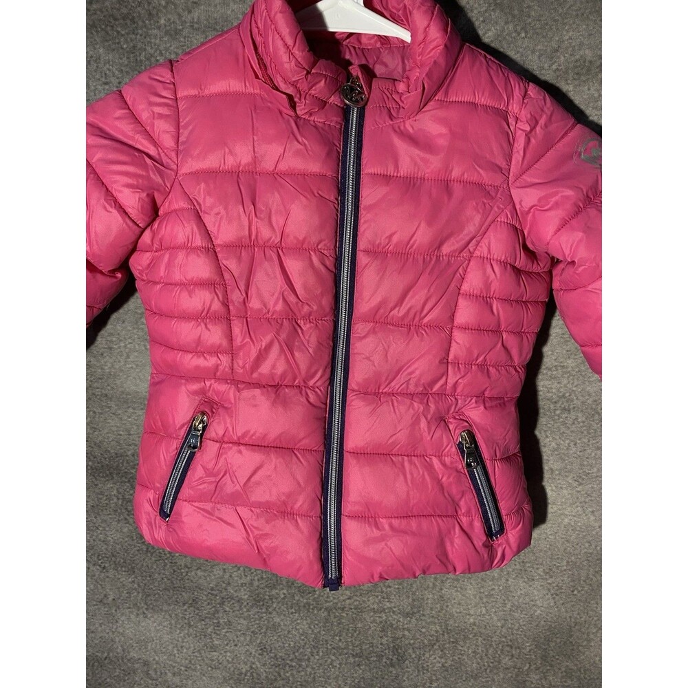 Michael Kors Toddler Girls Pink Puffer Jacket 3T Fleece Lined Winter Coat - Picture 2 of 9